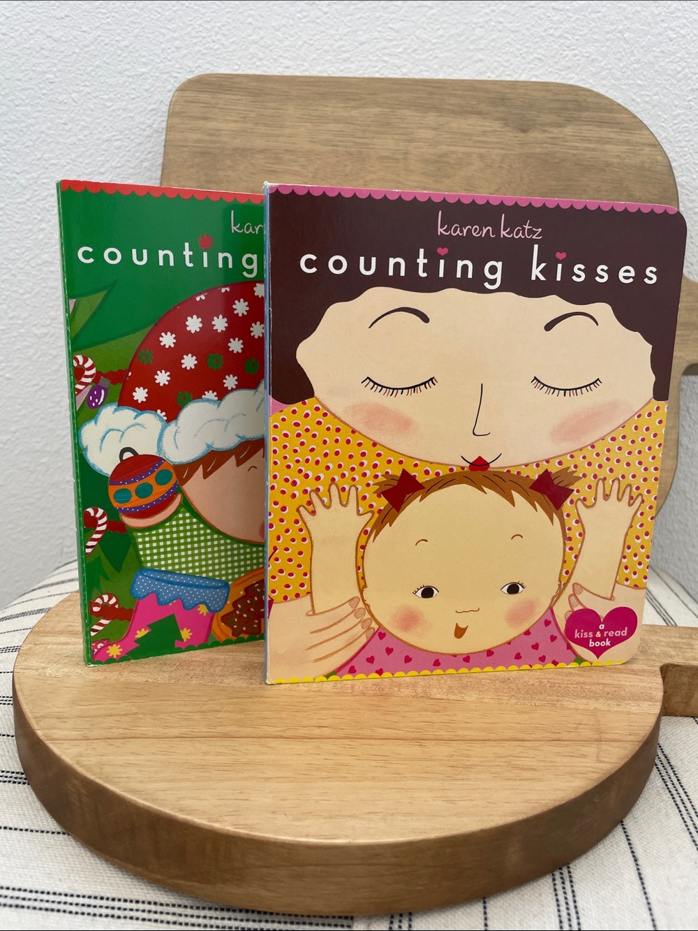 Counting Kisses & Counting Christmas Board Book Set - Pink & Green